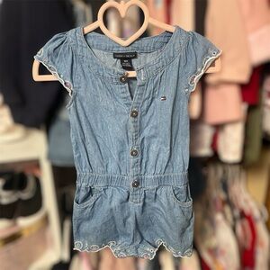 Tommy Hilfiger Kids Light Blue Denim Romper‎